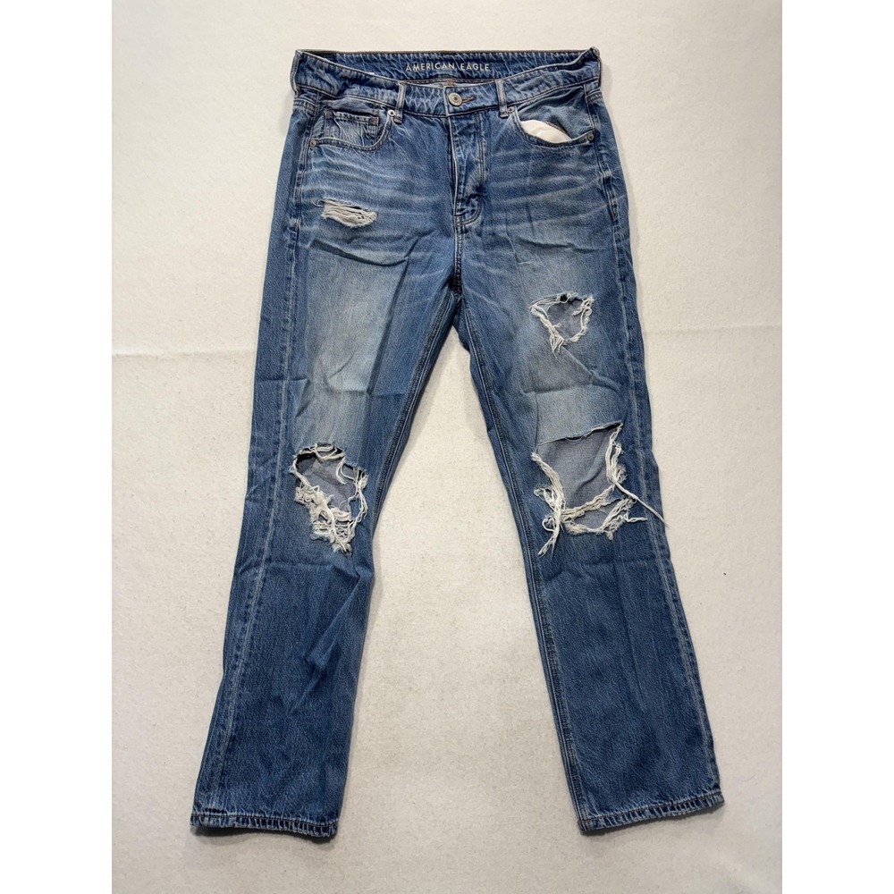 American Eagle Outfitters Tomgirl Jeans Womens 8 Medium Wash Distressed 32x28.5